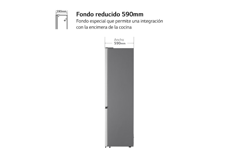 LG Frigorífico Combi  2m, Clasificación D, capacidad de 358l, inox antihuellas. Serie 200, GBM22HSADH