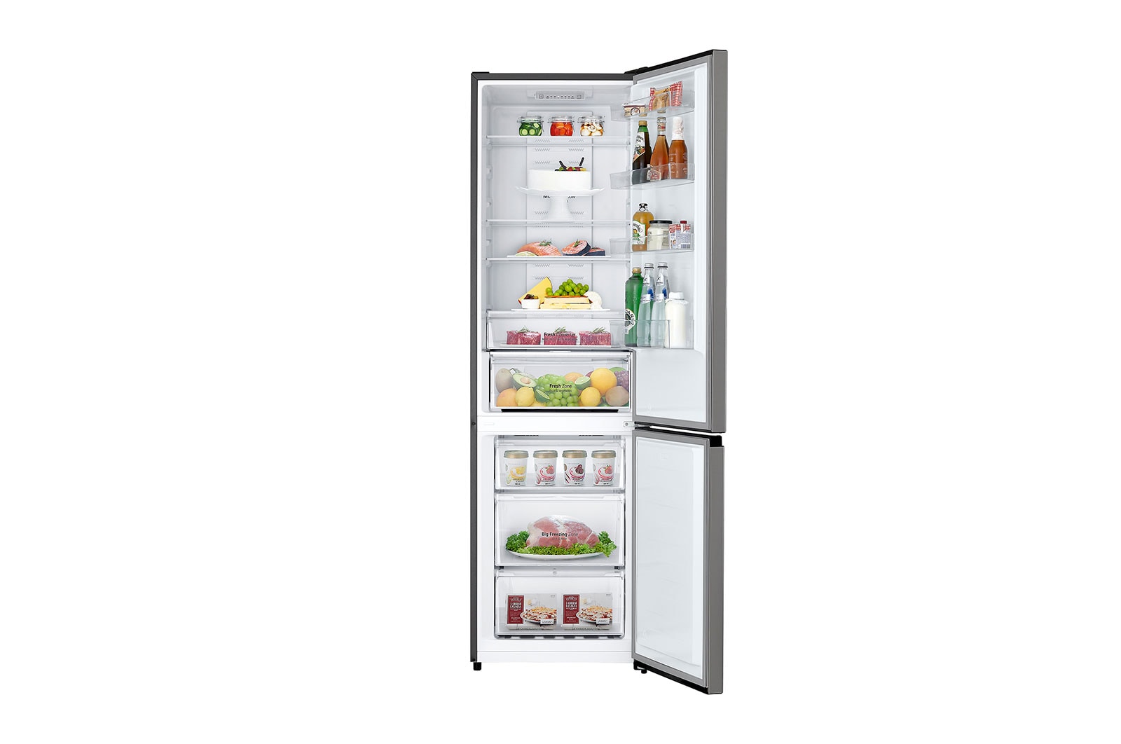 LG Frigorífico Combi  2m, Clasificación D, capacidad de 358l, inox antihuellas. Serie 200, GBM22HSADH