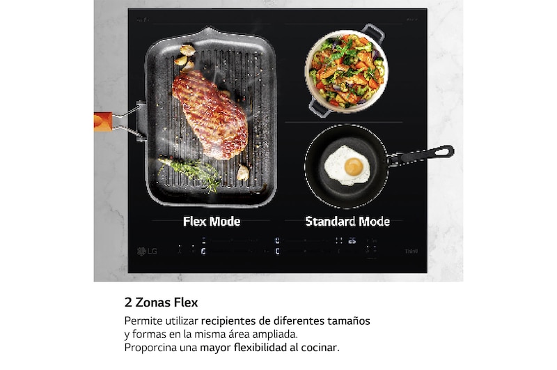 LG Placa de indución 59cm Flex + 2 Zonas, CBIZ2435B