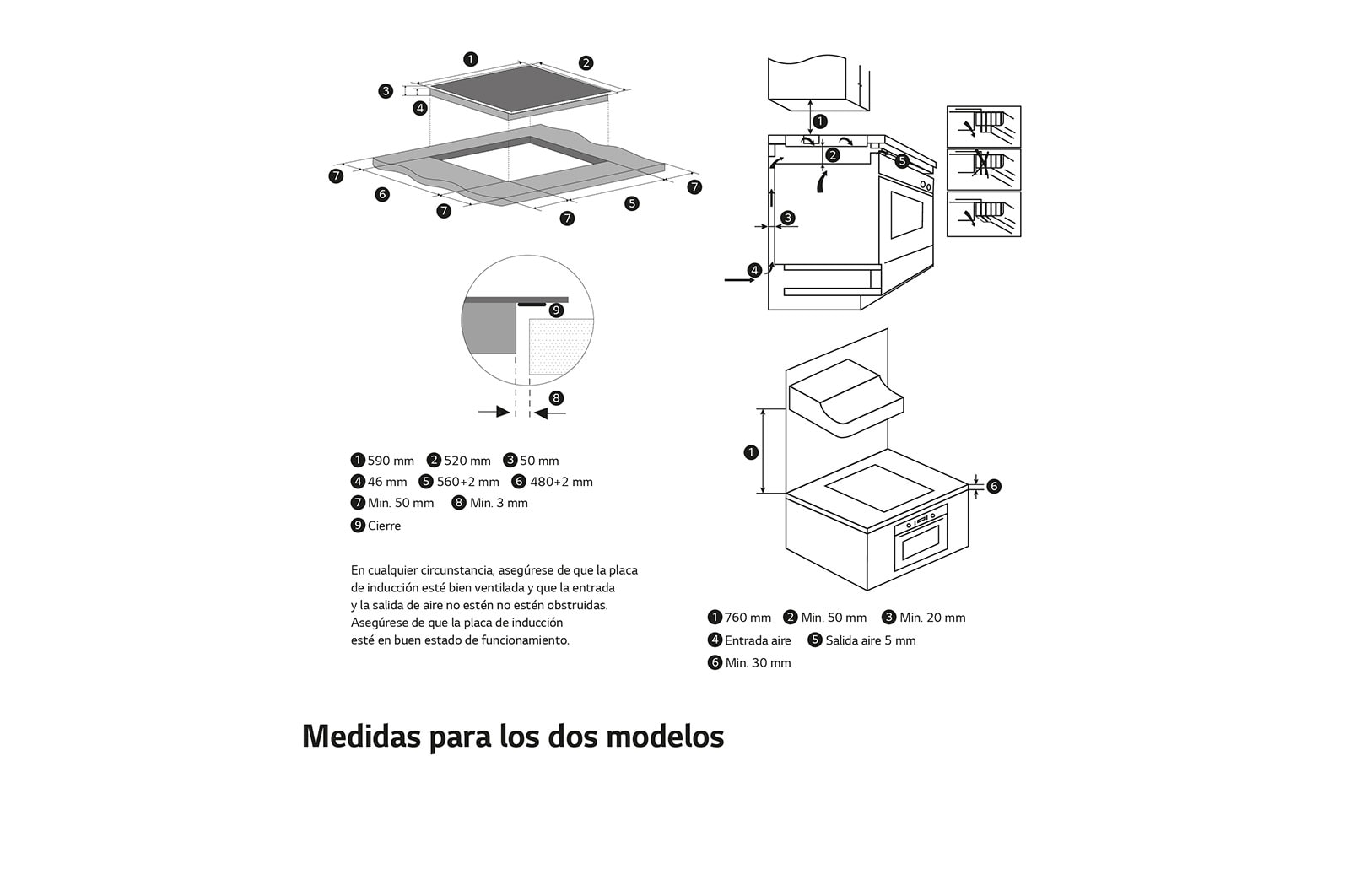 LG Placa de indución 59cm Flex +  2 Zonas, CBIZ2435B