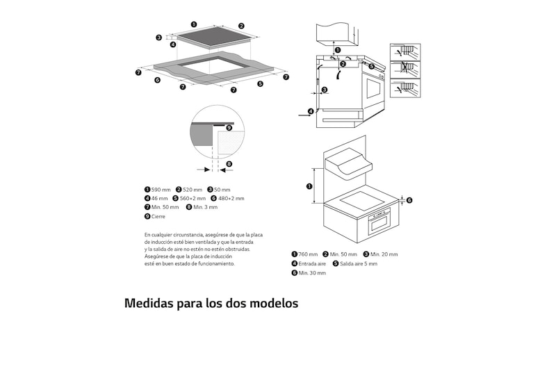 LG Placa de indución 59cm Flex + 2 Zonas, CBIZ2435B