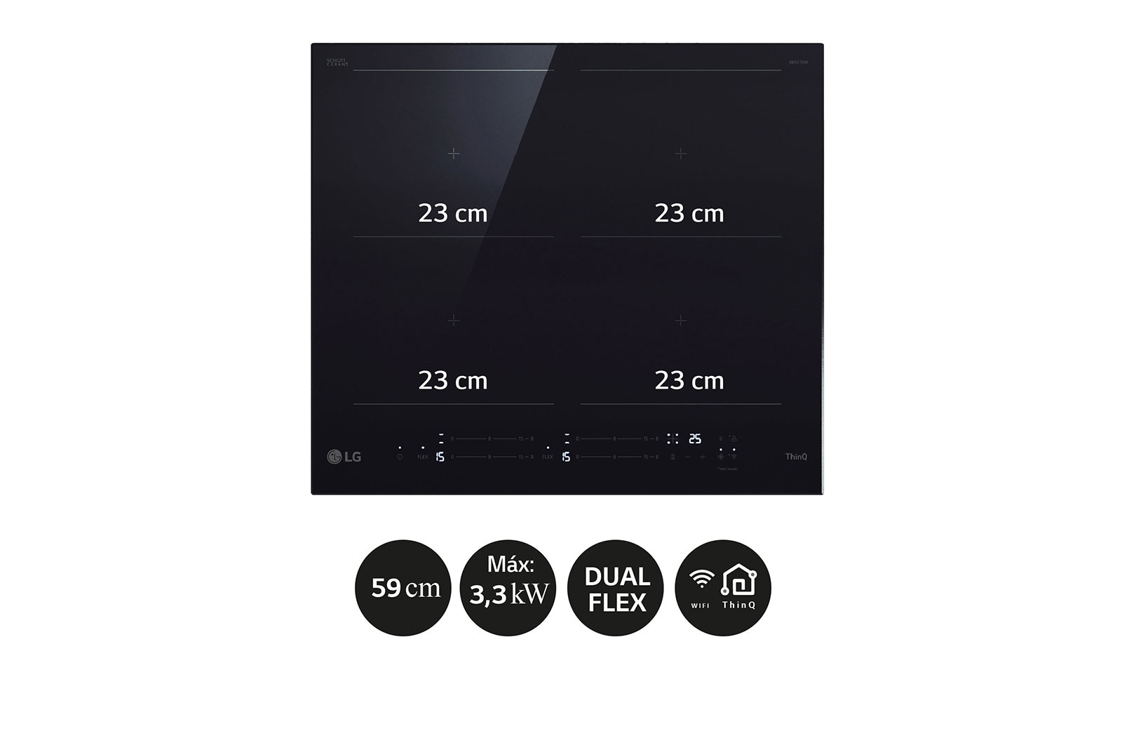 LG Placa de indución 59cm  Dual Flex, CBIZ2437B