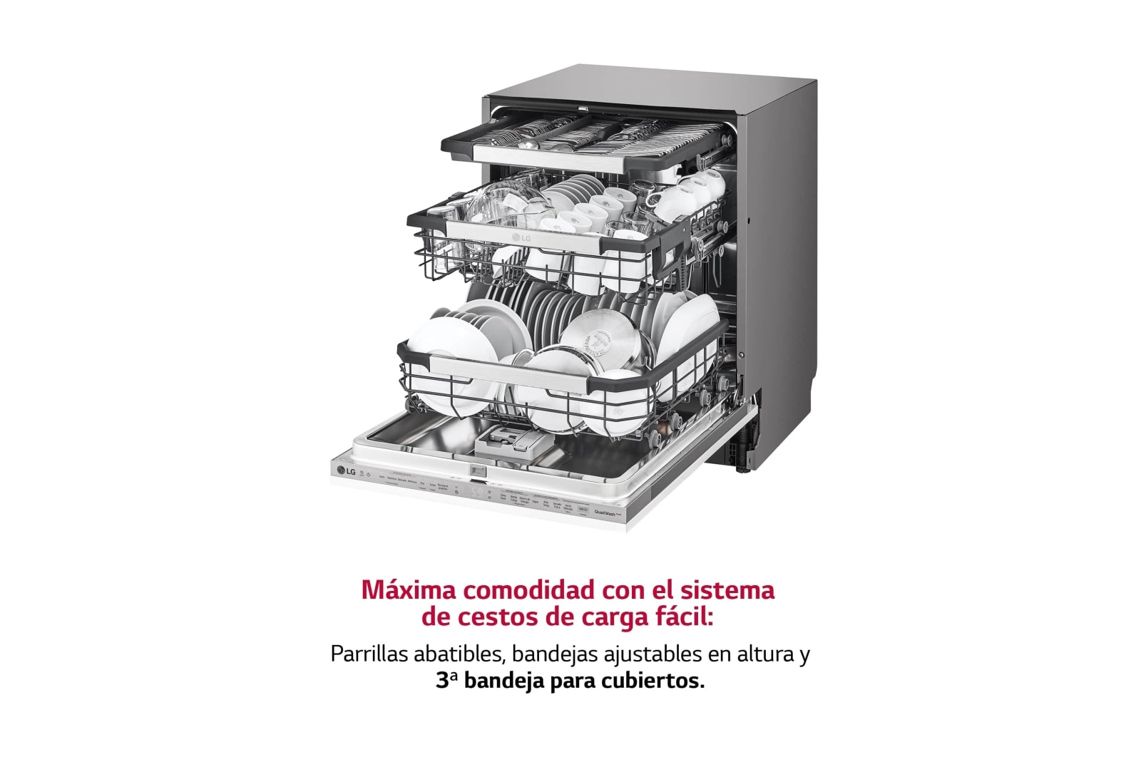 LG Lavavajillas Integrable LG QuadWash™, TrueSteam, clasificación  E, con lavado a vapor y tercera bandeja , DB325TXS