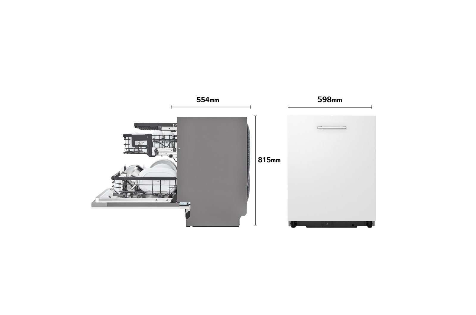 LG Lavavajillas Integrable LG QuadWash™, TrueSteam, clasificación  E, con lavado a vapor y tercera bandeja , DB325TXS