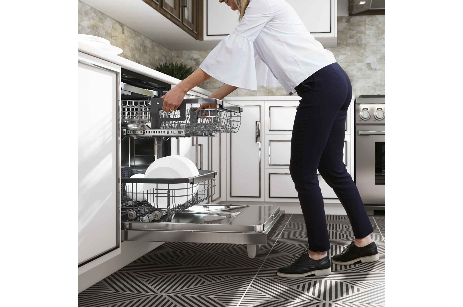 LG Lavavajillas Integrable LG QuadWash™, TrueSteam, clasificación  E, con lavado a vapor y tercera bandeja , DB325TXS