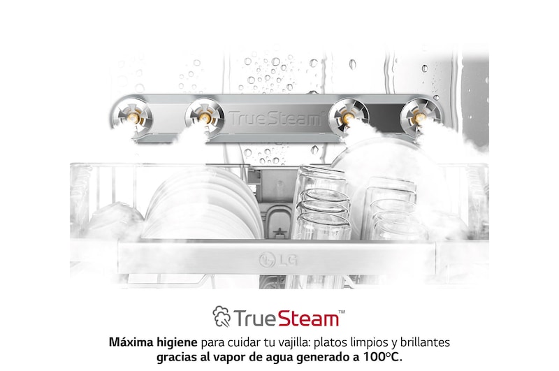 LG Lavavajillas Integrable, LG QuadWash™ Steam, B con lavado a vapor y tercera bandeja , DB365TXS