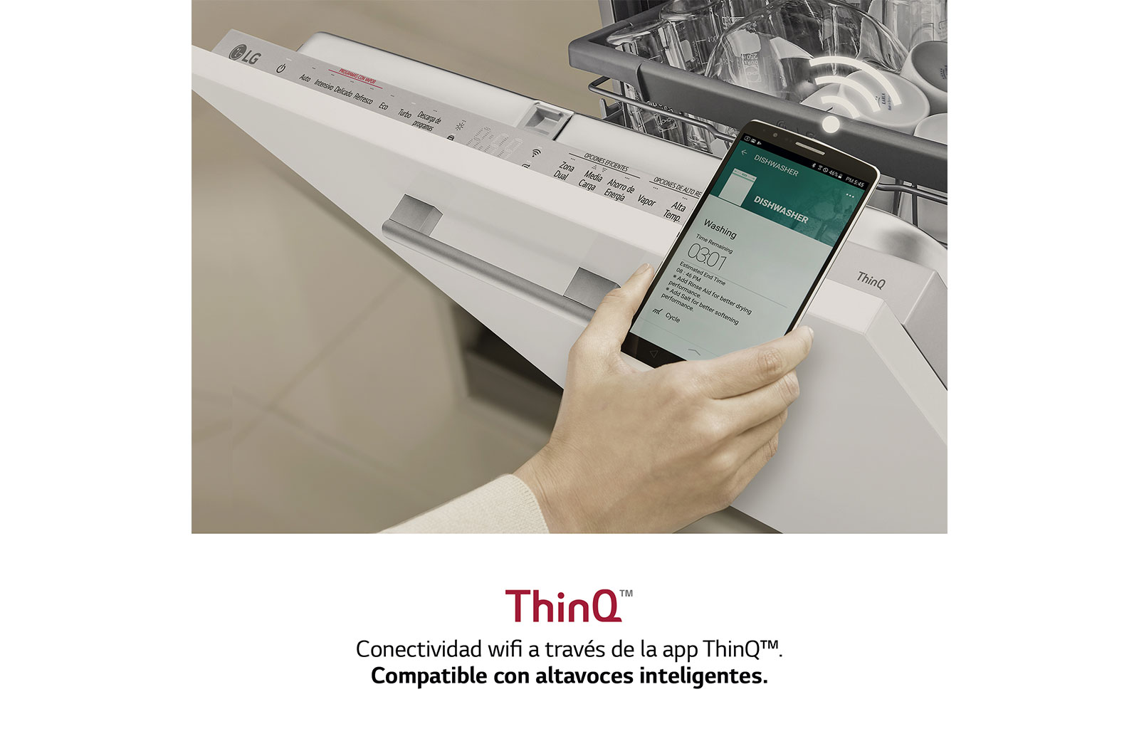 LG Lavavajillas Integrable, LG QuadWash™ Steam, B con lavado a vapor y tercera bandeja , DB365TXS