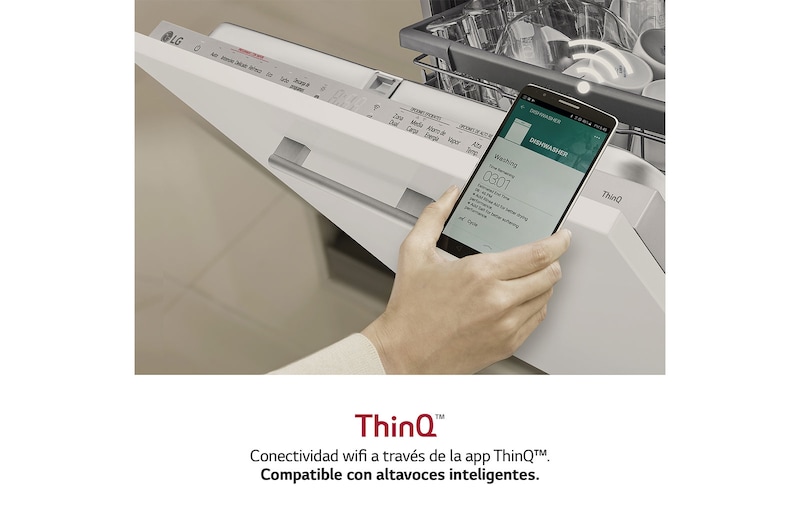 LG Lavavajillas Integrable, LG QuadWash™ Steam, B con lavado a vapor y tercera bandeja , DB365TXS