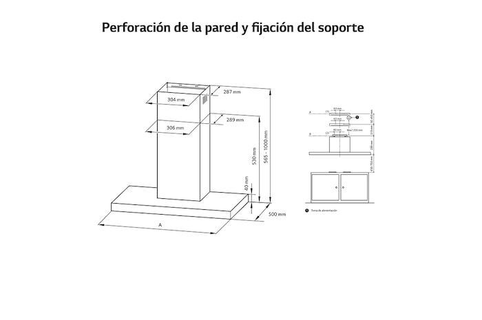LG Campana extractora 60 cm - 800 ㎥/h Clase A, HCEZ2426S