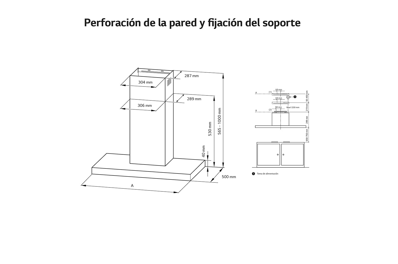 LG Campana extractora 60 cm - 800 ㎥/h Clase A, HCEZ2426S