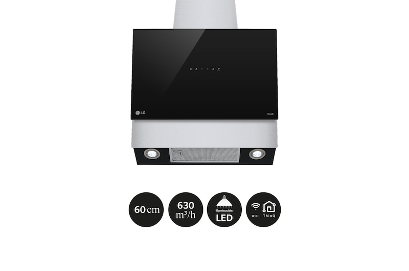 LG Campana extractora inclinada Cristal  60 cm - 630 ㎥/h Clase C, HCEZ2428B