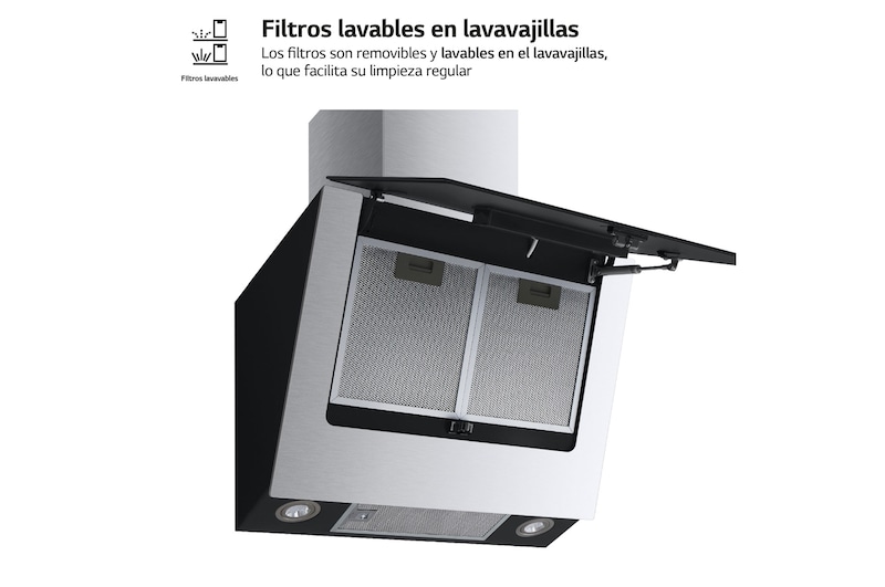 LG Campana extractora inclinada Cristal  60 cm - 630 ㎥/h Clase C, HCEZ2428B