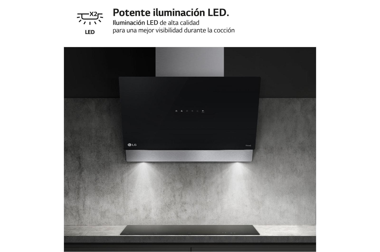 LG Campana extractora inclinada Cristal  60 cm - 630 ㎥/h Clase C, HCEZ2428B
