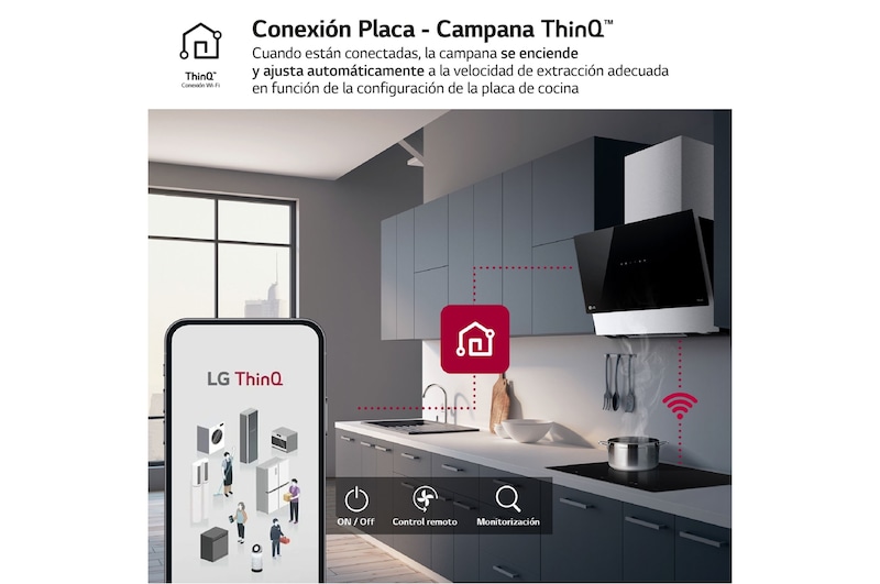 LG Campana extractora inclinada Cristal  60 cm - 630 ㎥/h Clase C, HCEZ2428B