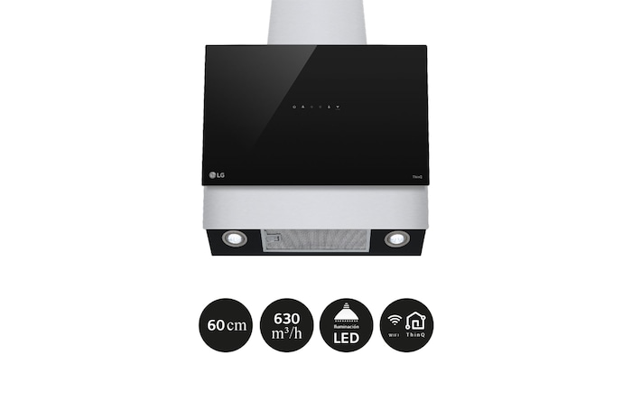 LG Campana extractora inclinada Cristal 60 cm - 630 ㎥/h Clase C, HCEZ2428B