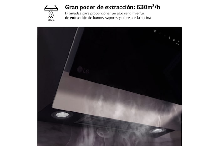 LG Campana extractora inclinada Cristal 60 cm - 630 ㎥/h Clase C, HCEZ2428B