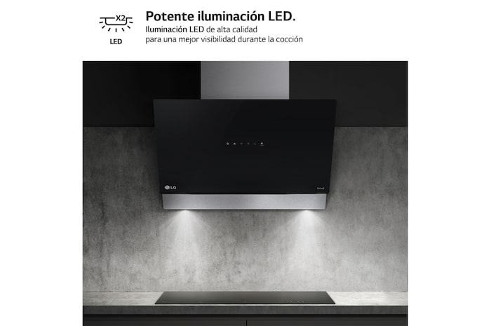 LG Campana extractora inclinada Cristal 60 cm - 630 ㎥/h Clase C, HCEZ2428B