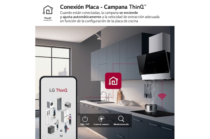 LG Campana extractora inclinada Cristal 60 cm - 630 ㎥/h Clase C, HCEZ2428B