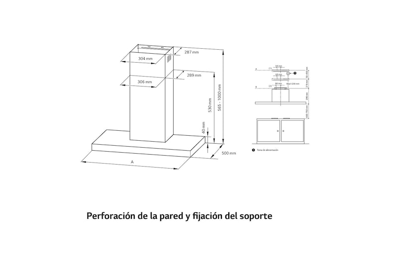 LG Campana extractora 90 cm - 800 ㎥/h Clase A, HCEZ3626S