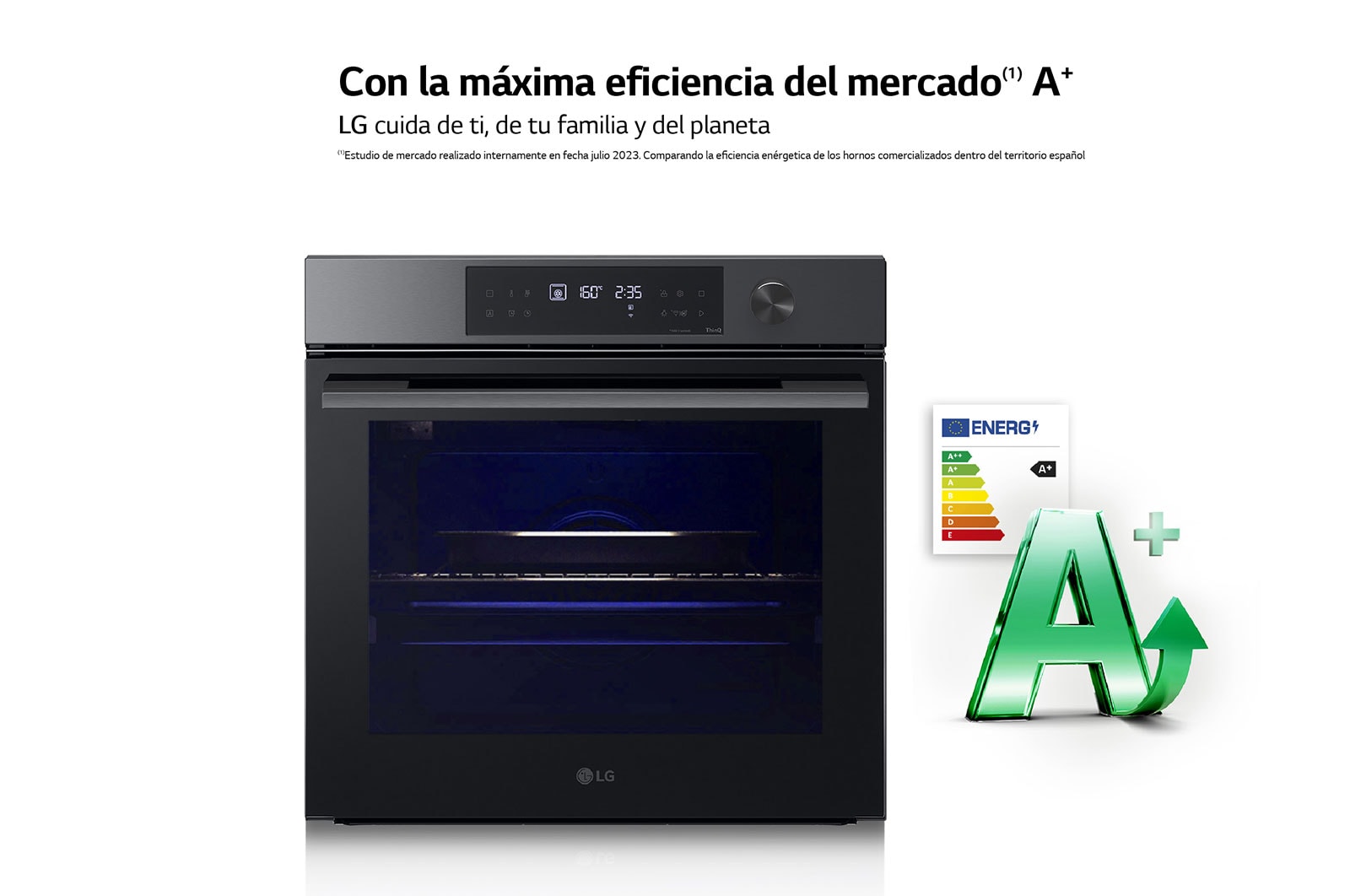 LG Outlet Horno Pirolítico Instaview 76L A+ con sistema de limpieza Blue EasyClean, guías, acero negro mate, WS7D7632WB.OUTLET