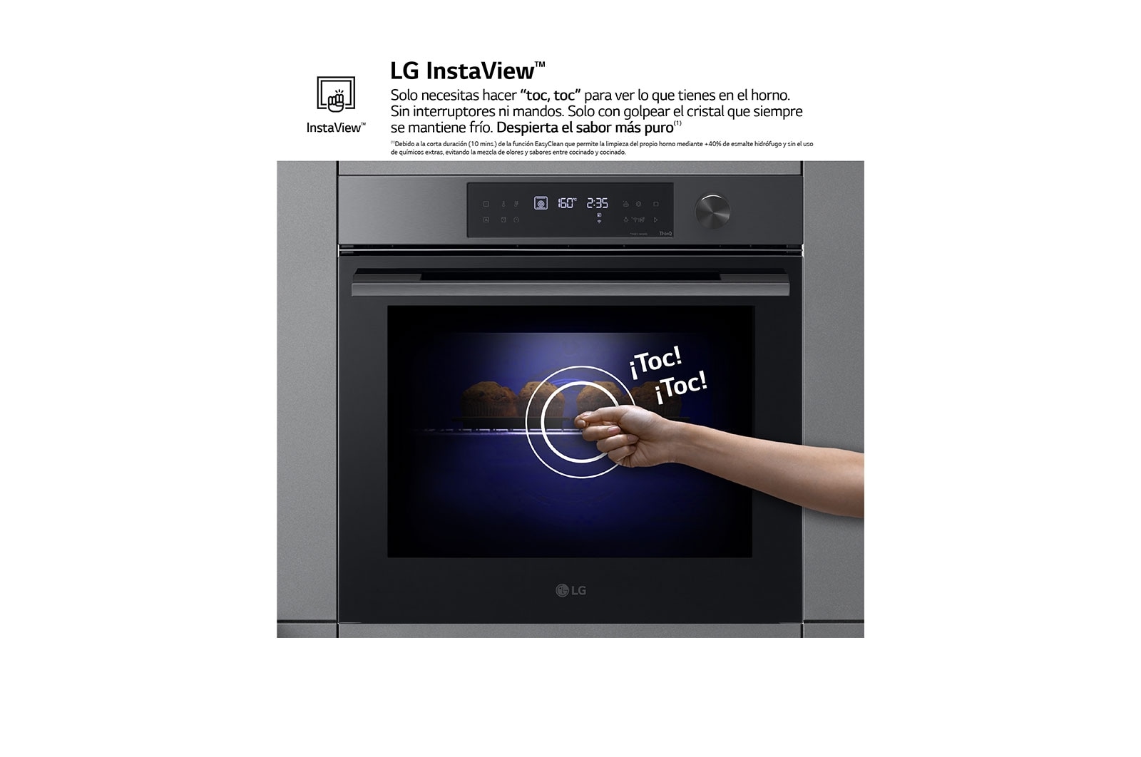 LG Horno Pirolítico Instaview  76L A+ con sistema de limpieza Blue EasyClean, guías, acero inoxidable, WSED7613S