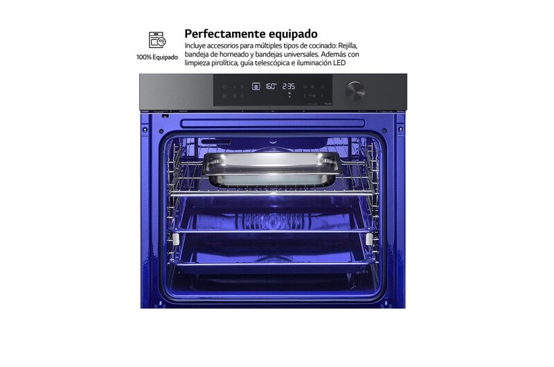 LG Horno Pirolítico Instaview 76L A+ con sistema de limpieza Blue EasyClean, guías , acero negro, WSED7613B