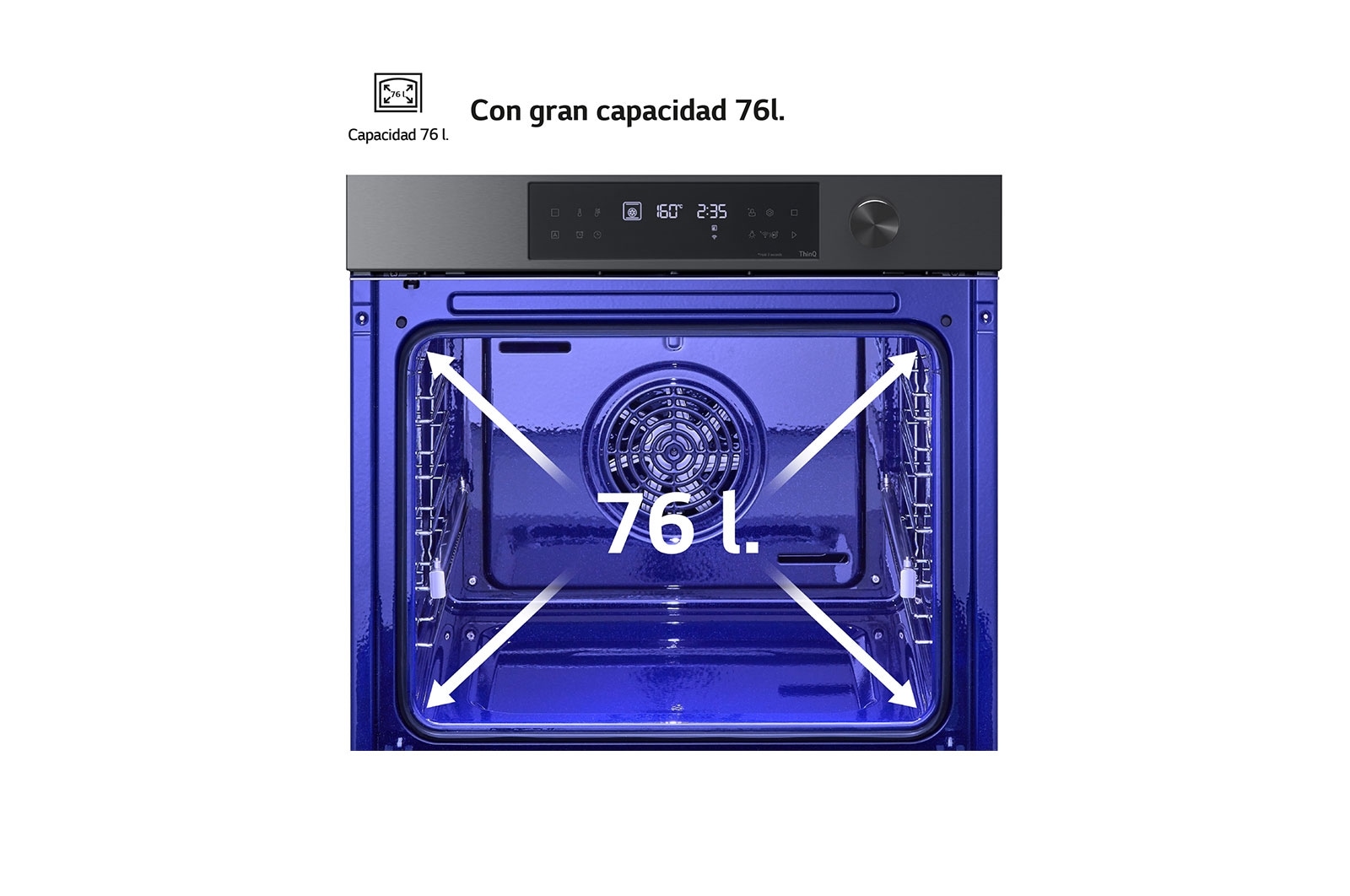 LG Horno Pirolítico Instaview  76L A+ con sistema de limpieza Blue EasyClean, guías, acero inoxidable, WSED7613S