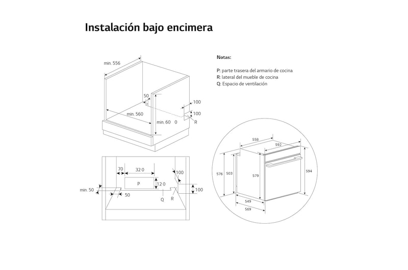 LG Horno Pirolítico Instaview  76L A+ con sistema de limpieza Blue EasyClean, guías, acero inoxidable, WSED7613S