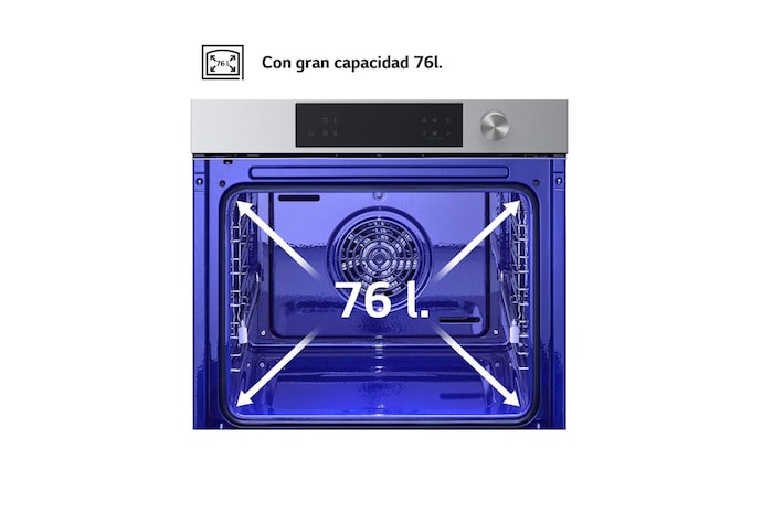LG Horno Pirolítico Instaview 76L A+ con sistema de limpieza Blue EasyClean, guías, acero inoxidable, WSED7613S