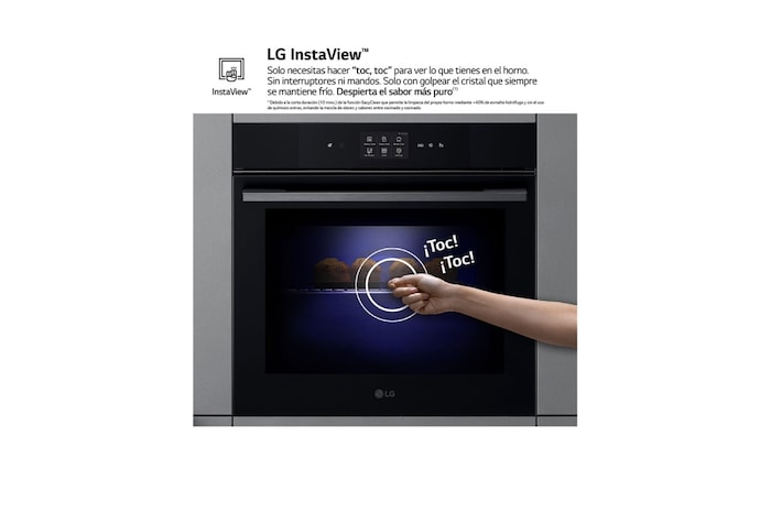 LG Horno Instaview Vapor 100% 76L A++ con sistema de limpieza Blue EasyClean, cristal negro mate, WSED7666M