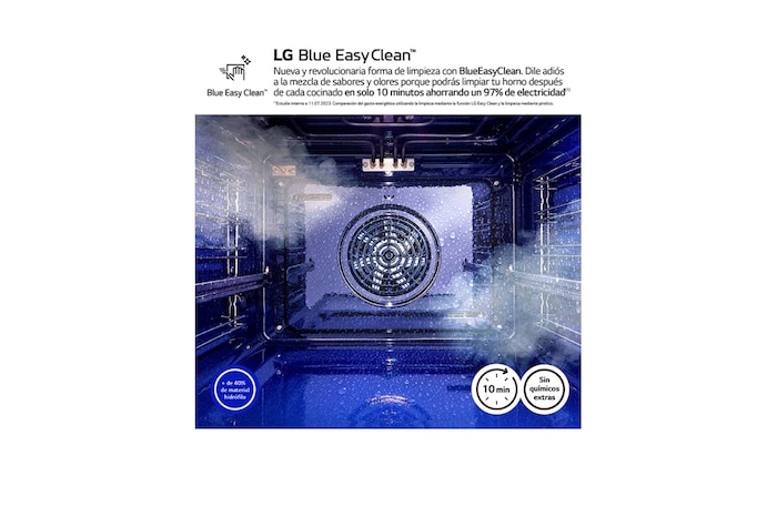 LG Horno Instaview Vapor 100% 76L A++ con sistema de limpieza Blue EasyClean, cristal negro mate, WSED7666M