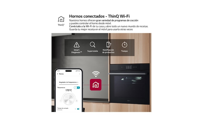 LG Horno Instaview Vapor 100% 76L A++ con sistema de limpieza Blue EasyClean, cristal negro mate, WSED7666M
