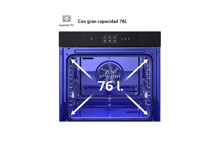 LG Horno Instaview Vapor 100% 76L A++ con sistema de limpieza Blue EasyClean, cristal negro mate, WSED7666M