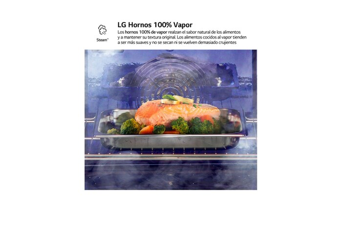 LG Horno Instaview Vapor 100% 76L A++ con sistema de limpieza Blue EasyClean, cristal negro mate, WSED7666M