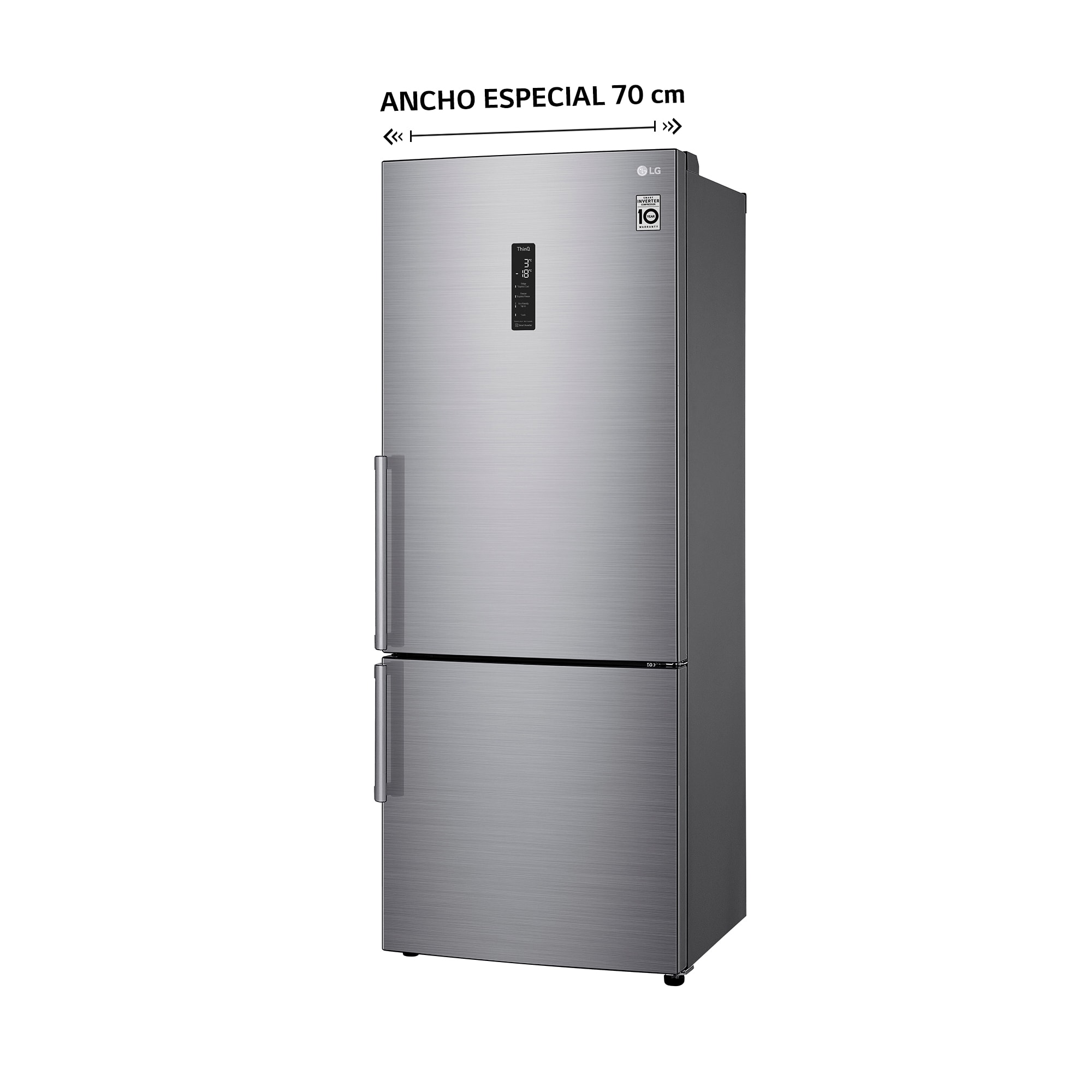 LG Frigorífico Combi 1,85m, Clasificación E, capacidad de 500l, Inox antihuellas, serie 70cm, GBB567PZCMB