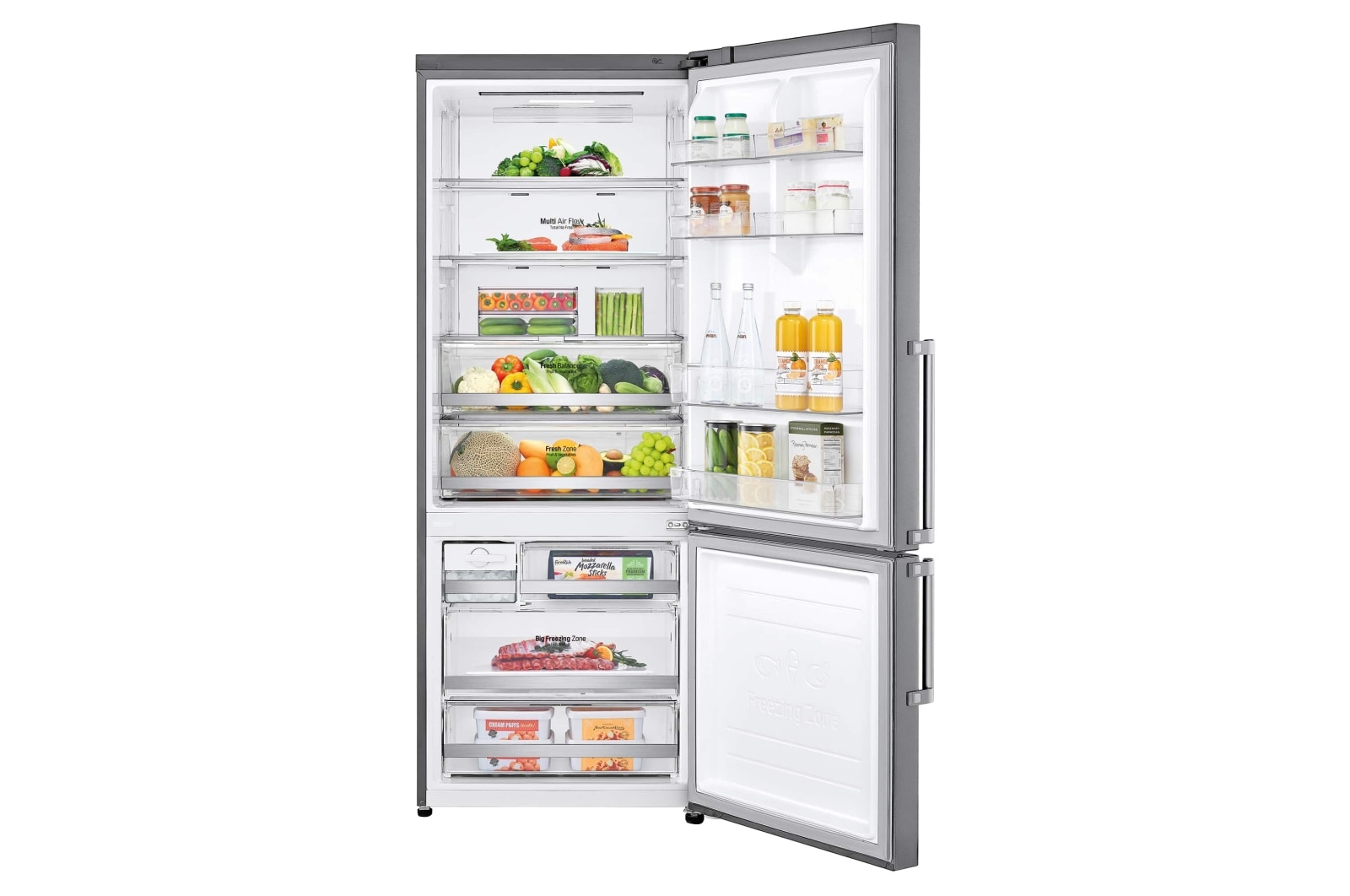 LG Frigorífico Combi 1,85m, Clasificación E, capacidad de 500l, Inox antihuellas, serie 70cm, GBB567PZCMB