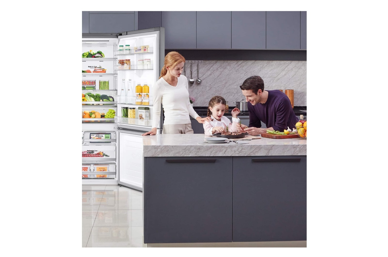 LG Frigorífico Combi 1,85m, Clasificación E, capacidad de 500l, Inox antihuellas, serie 70cm, GBB567PZCMB