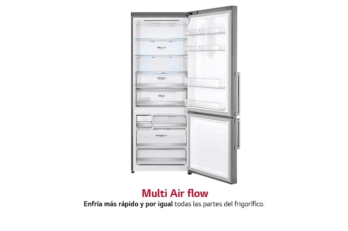 LG Frigorífico Combi 1,85m, Clasificación E, capacidad de 500l, Inox antihuellas, serie 70cm, GBB567PZCMB