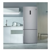 LG Frigorífico Combi 1,85m, Clasificación E, capacidad de 500l, Inox antihuellas, serie 70cm, GBB567PZCMB