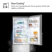 LG Frigorífico Combi Door Cooling  1,85m, Clasificación D, Acero  antihuellas, serie 70cm, GBB569NSAGB vista frontal ladeada, GBB569NSAGB