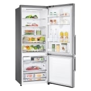 LG Frigorífico Combi Door Cooling  1,85m, Clasificación D, Acero  antihuellas, serie 70cm, GBB569NSAGB vista frontal ladeada, GBB569NSAGB