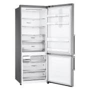 LG Frigorífico Combi Door Cooling  1,85m, Clasificación D, Acero  antihuellas, serie 70cm, GBB569NSAGB vista frontal ladeada, GBB569NSAGB