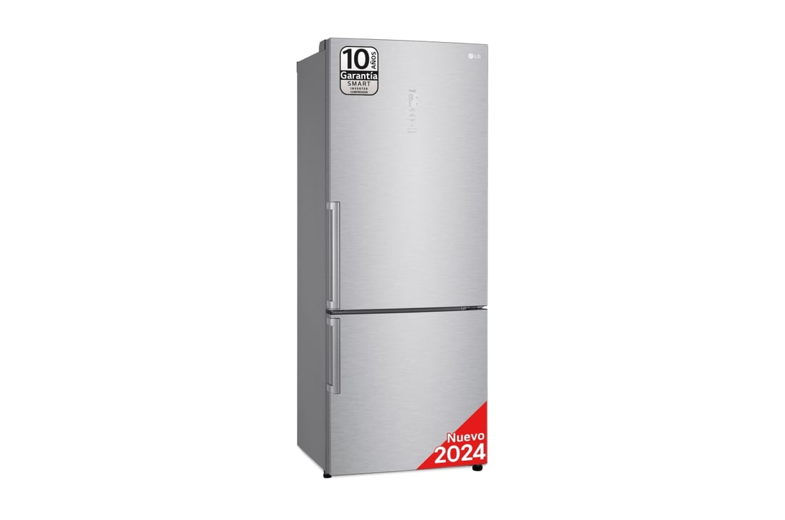 LG Frigorífico Combi Door Cooling  1,85m, Clasificación D, Acero  antihuellas, serie 70cm, GBB569NSAGB vista frontal ladeada, GBB569NSAGB
