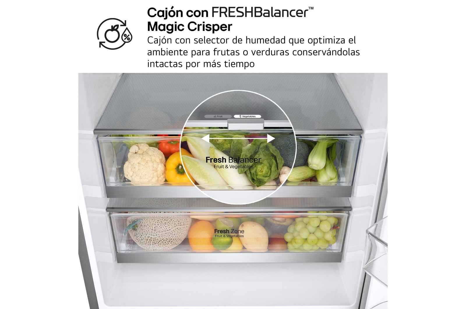 LG Frigorífico Combi Door Cooling  1,85m, Clasificación D, Acero  antihuellas, serie 70cm, GBB569NSAGB vista frontal ladeada, GBB569NSAGB