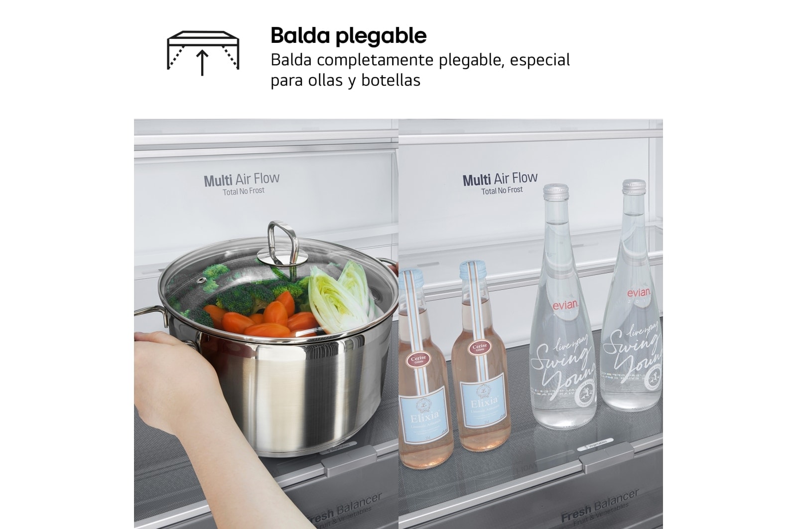 LG Frigorífico Combi Door Cooling  1,85m, Clasificación D, Acero  antihuellas, serie 70cm, GBB569NSAGB vista frontal ladeada, GBB569NSAGB