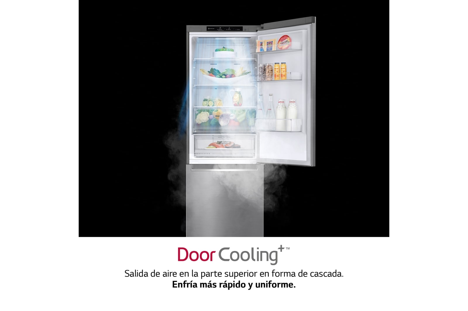 LG Frigorífico Combi  1,86m, Clasificación C, capacidad de 374l, Inox antihuellas, serie 600, GBB61PZGCN1