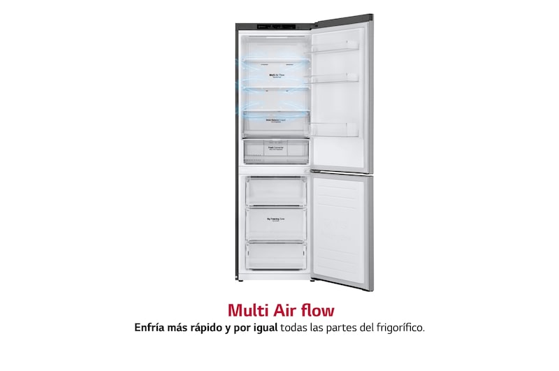 LG Frigorífico Combi  1,86m, Clasificación C, capacidad de 374l, Inox antihuellas, serie 600, GBB61PZGCN1