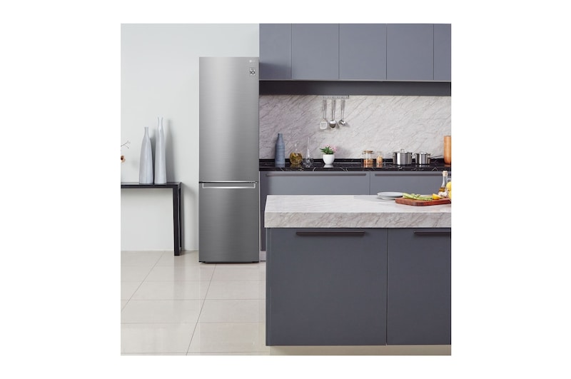 LG Frigorífico Combi  1,86m, Clasificación C, capacidad de 374l, Inox antihuellas, serie 600, GBB61PZGCN1