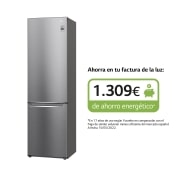 LG Frigorífico Combi  1,86m, Clasificación C, capacidad de 374l, Inox antihuellas, serie 600, GBB61PZGCN1