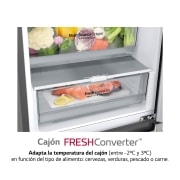 LG Frigorífico Combi  1,86m, Clasificación C, capacidad de 374l, Inox antihuellas, serie 600, GBB61PZGCN1